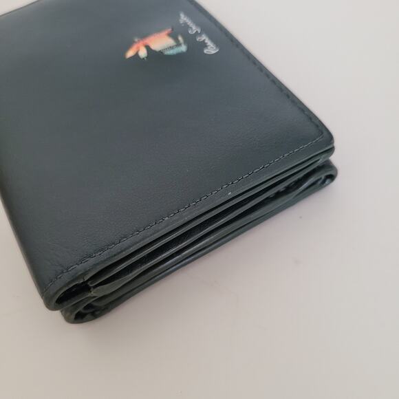 Paul Smith Rabbit Leather Unisex Wallet Card Bill Designer Compact Small Green - Picture 11 of 12